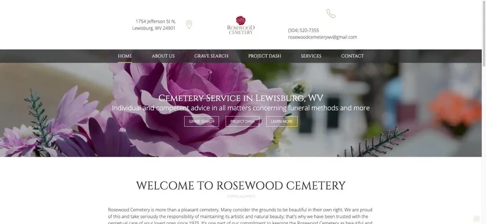 Rosewood Cemetery website as it launched